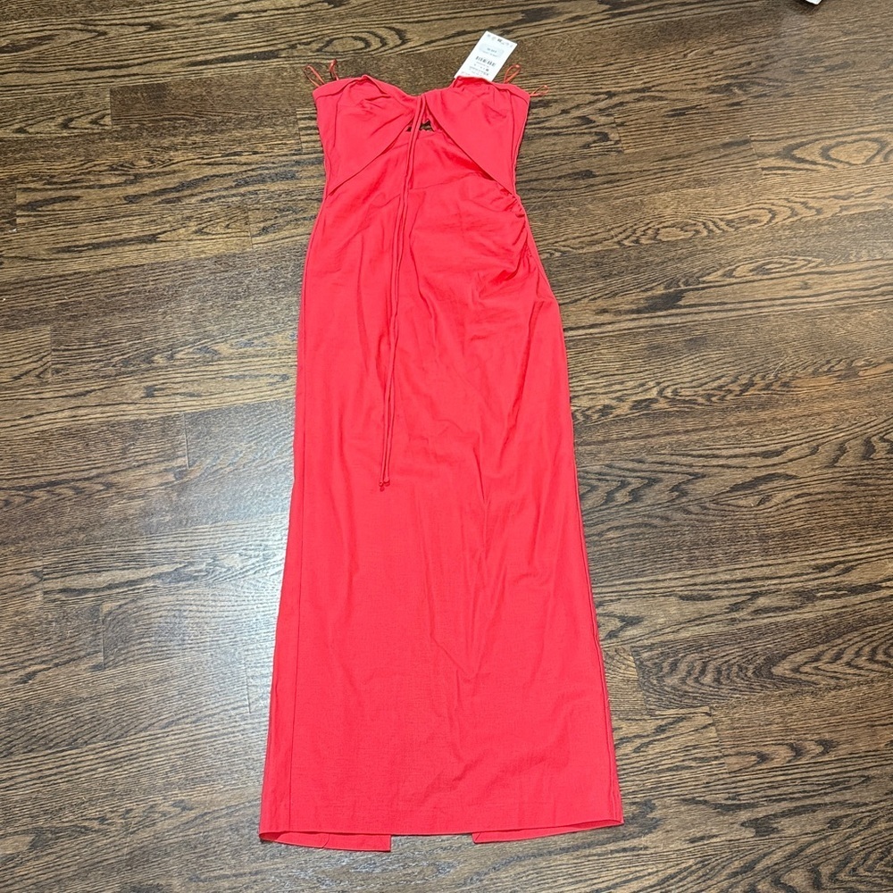 Zara Strapless Long Dress in Hot Pink - Picture 2 of 4